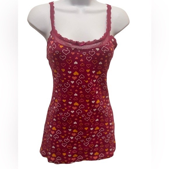 Hearts Cami Adjustable Lace Straps Top Size XL - Picture 1 of 5